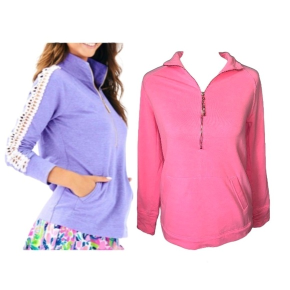 Lily Pulitzer Heathered Skipper Lace Crochet Popover in Pink Size XXS - Picture 1 of 8